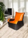 Bean Sofa Chair Classic- Black & Orange - Image 3